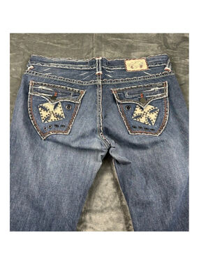 VTG Laguna Beach Jeans Men’s 40 Y2K Wide Leg Bling Light Wash Streetwear Blue